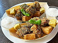 とろろで食べるタラ竜田揚げ